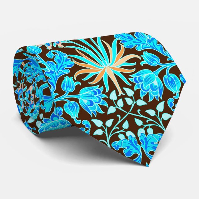 William Morris hyacinttryck, Aqua och brunt Slips (Rullad)