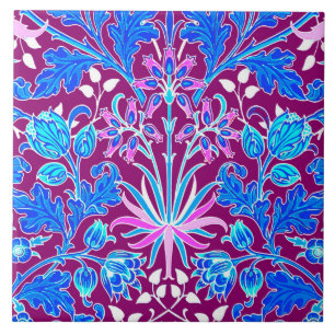 William Morris hyacinttryck, Aqua och lilor Kakelplatta