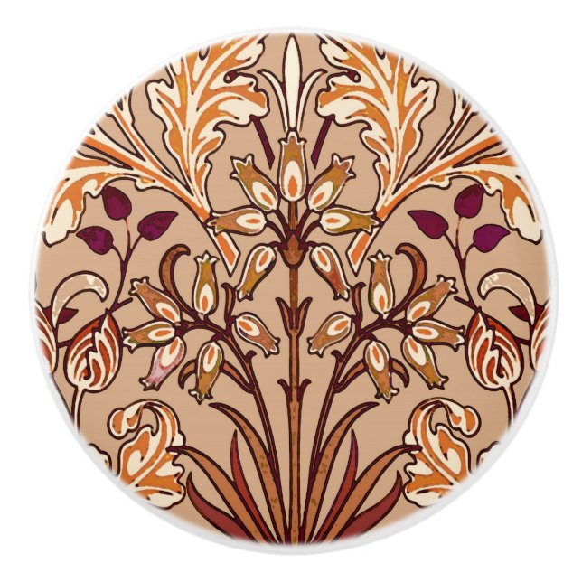 William Morris hyacinttryck, brunt och beige Knopp (Framsidan)