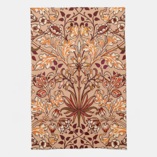 William Morris hyacinttryck, brunt och beige Kökshandduk