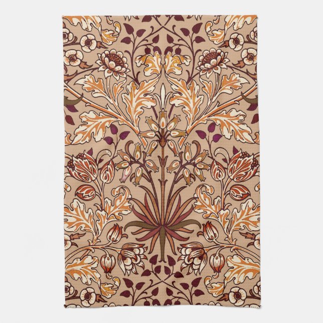 William Morris hyacinttryck, brunt och beige Kökshandduk (Vertikal)