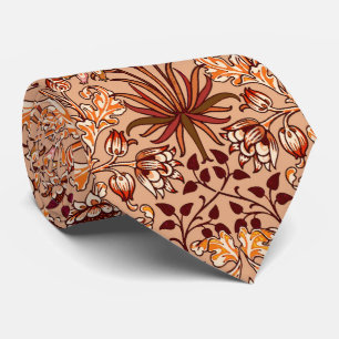 William Morris hyacinttryck, brunt och beige Slips