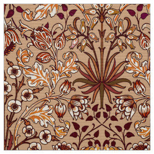 William Morris hyacinttryck, brunt och beige Tyg