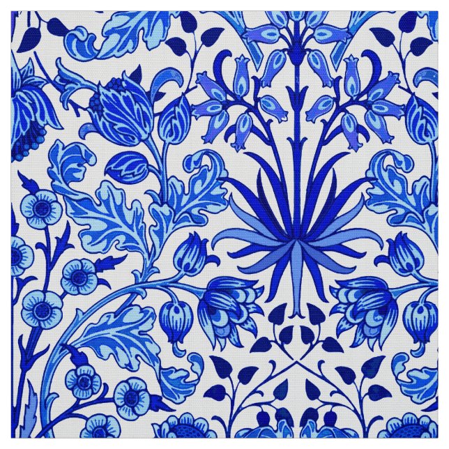 William Morris hyacinttryck, koboltblått & vit Tyg (Provkarta)