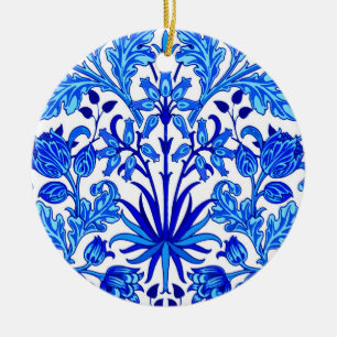 William Morris Hyacinttryck, Koboltblått & Vitt Julgransprydnad Keramik