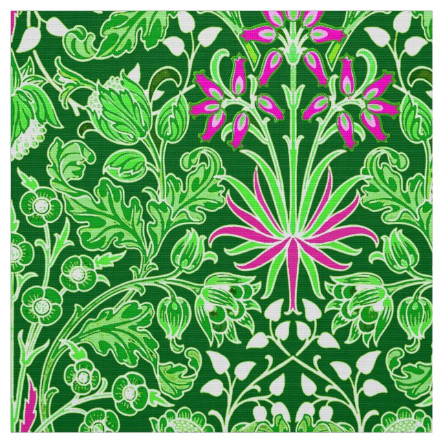 William Morris hyacinttryck, limefruktgrönt Tyg (Provkarta)