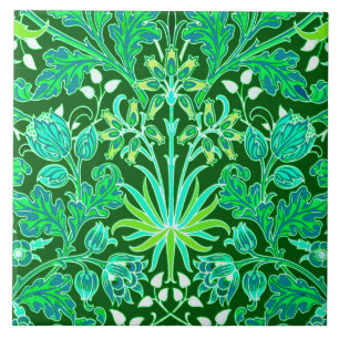 William Morris hyacinttryck, smaragdgrönt Kakelplatta