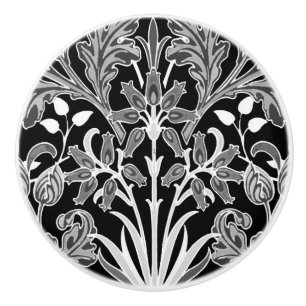 William Morris hyacinttryck som är svartvitt Knopp