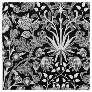 William Morris hyacinttryck som är svartvitt Tyg