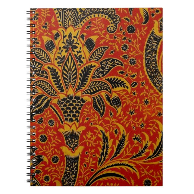 William Morris India Red Blommigt Anteckningsbok Med Spiral (Framsidan)