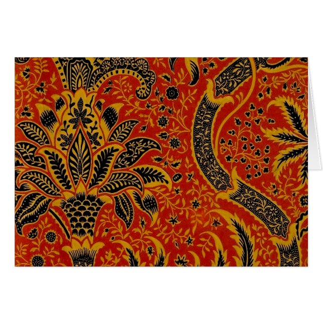 William Morris India Red Blommigt Hälsningskort (Framsidan Horizontal)
