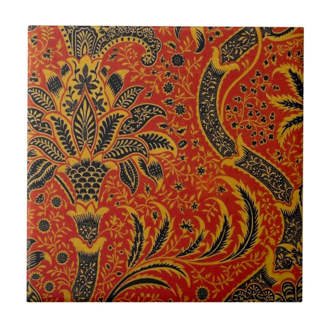 William Morris India Red Blommigt Kakelplatta (Framsidan)