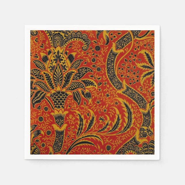 William Morris India Red Blommigt Pappersservett (Framsidan)