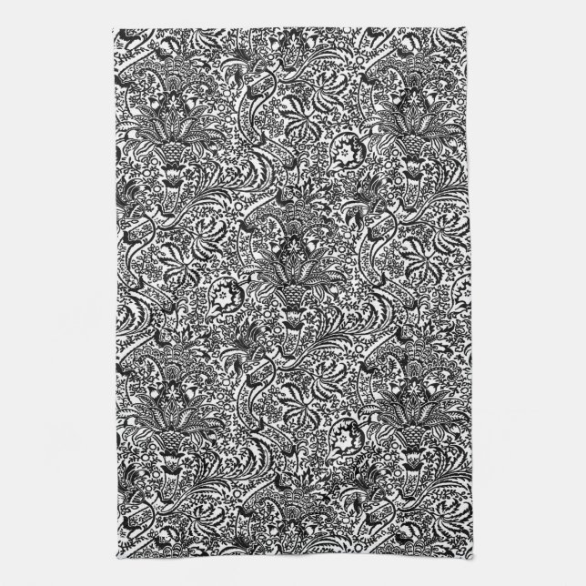 William Morris Indian, Black and White Kökshandduk (Vertikal)