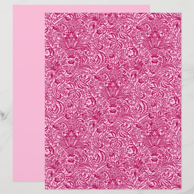 William Morris Indian, Fuchsia och Pastel Rosa (Fram/baksida)