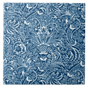 William Morris Indian, Indigo Blue and White Kakelplatta