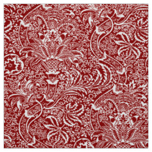 William Morris Indian, Mörk Red and White Tyg