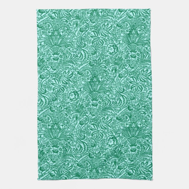 William Morris Indian, Turquise och Light Aqua Kökshandduk (Vertikal)
