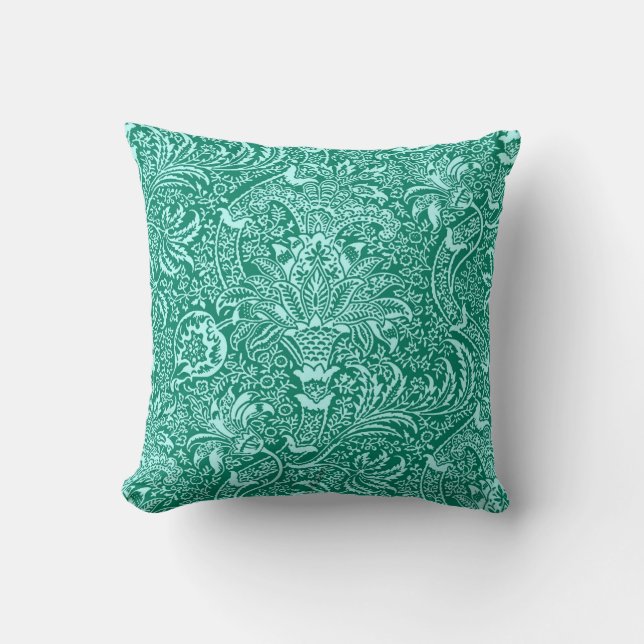 William Morris Indian, Turquise och Light Aqua Kudde (Framsida)