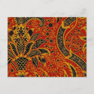 William Morris Indien Röd Blommig Vintage Klassike Vykort