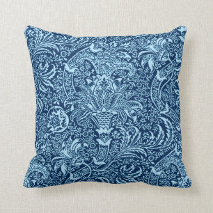 William Morris indier, mörk indigoblått och Kudde