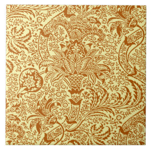 William Morris indier, senapsgult och guld- Kakelplatta