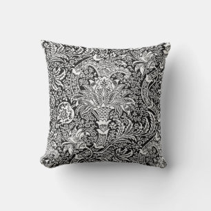 William Morris indier som är svartvit Kudde