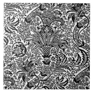 William Morris indier, vit och svart Kakelplatta