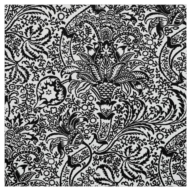 William Morris indier, vit och svart Tyg (Provkarta)