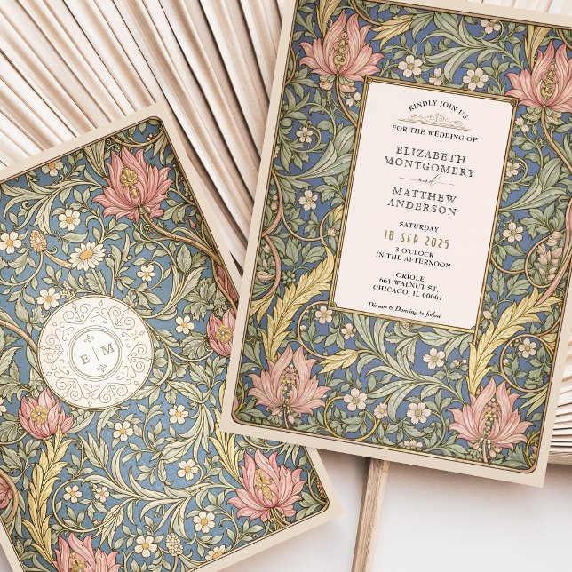 William Morris-Inspired Botanical Bröllop Inbjudningar (Skapare uppladdad)