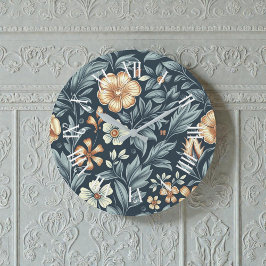 William Morris Inspired Botanical Style Pattern Stor Klocka