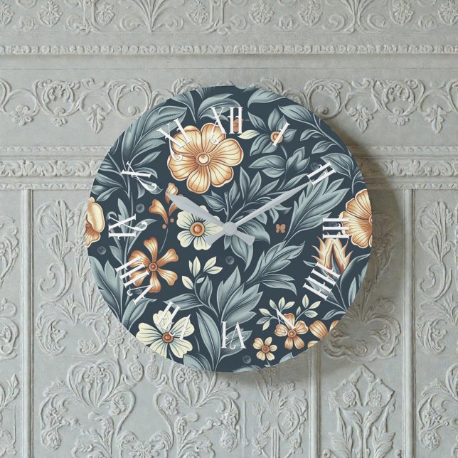 William Morris Inspired Botanical Style Pattern Stor Klocka (Skapare uppladdad)
