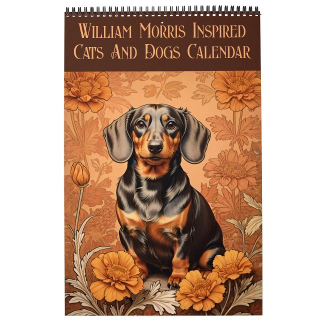 William Morris Inspired Cats and Hundar 2025 Kalender (Omslag)