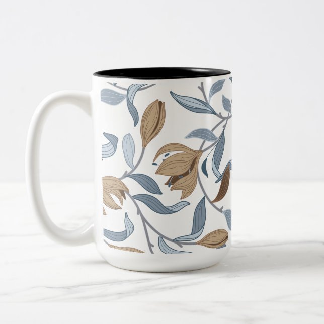 William Morris Inspired Elegant Blommigt Två-Tonad Mugg (Vänster)