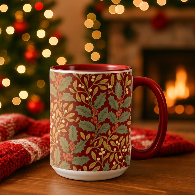 William Morris Inspired Holly & Mistletoe Mugg (Skapare uppladdad)