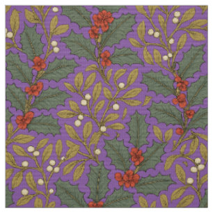 William Morris Inspired Holly & Mistletoe Tyg
