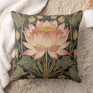 William Morris Inspired Lotus Flower Dekorativ kud Kudde