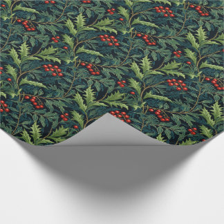 William Morris Inspired Red Holly Berry jul Presentpapper