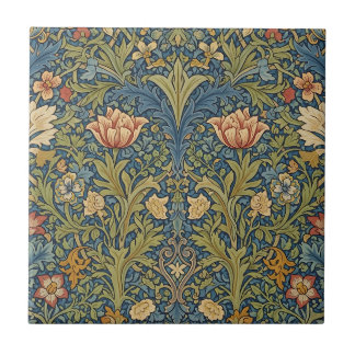William Morris Inspirerad Blommig Keramisk Platta Kakelplatta