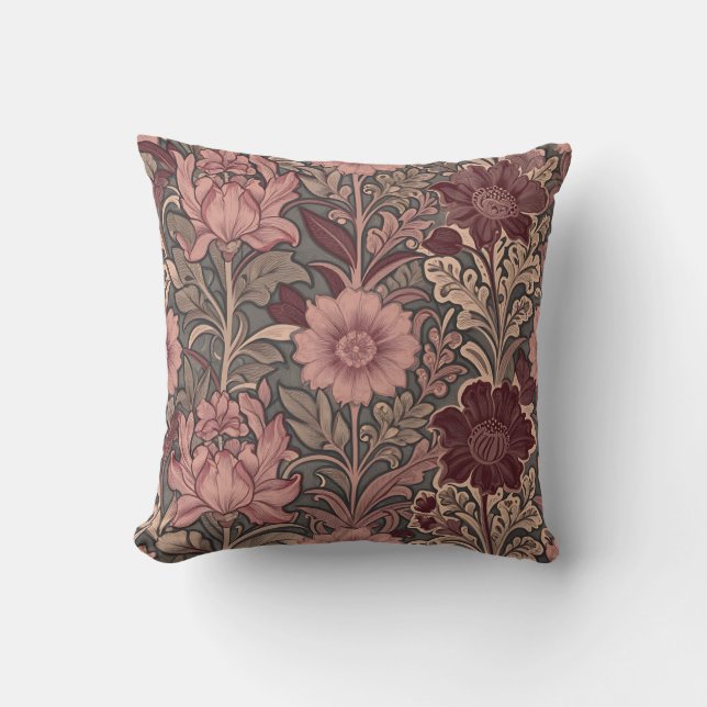 William Morris Inspirerad Blommönster Kudde (Framsida)