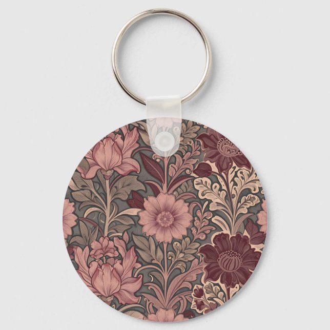 William Morris Inspirerad Blommönster Nyckelring (Framsida)