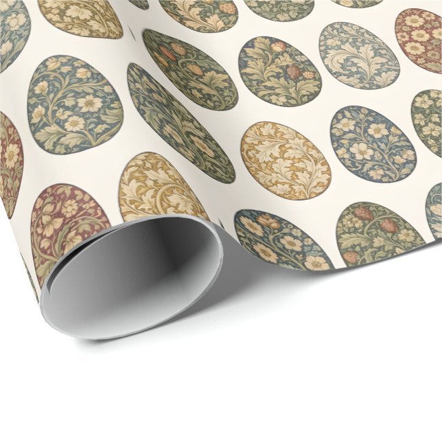 William Morris inspirerad botanisk påskägg  Presentpapper (Rullad Hörn)
