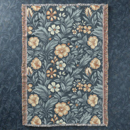 William Morris Inspirerad Botanisk Stil Mönster Filt