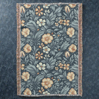 William Morris Inspirerad Botanisk Stil Mönster Filt