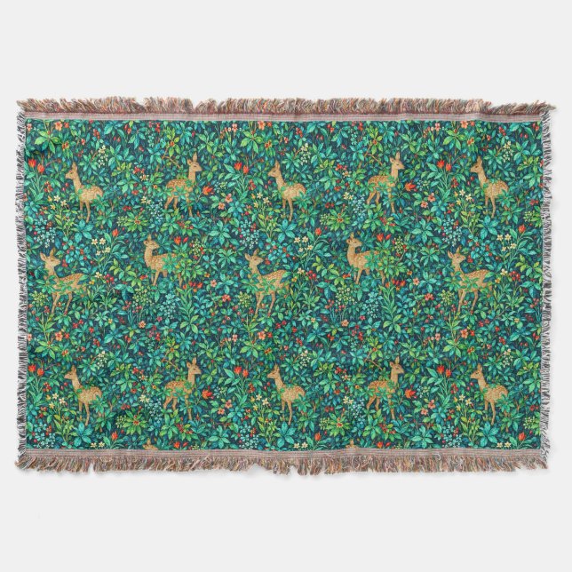 William Morris Inspirerad Skogshjort Filt (Framsidan)