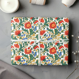 William Morris inspirerade färgstarka blommor Presentpapper