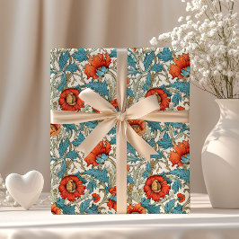William Morris inspirerade terracotta pastel blue Presentpapper