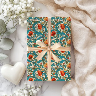 William Morris inspirerade terracotta pastel blue Presentpapper