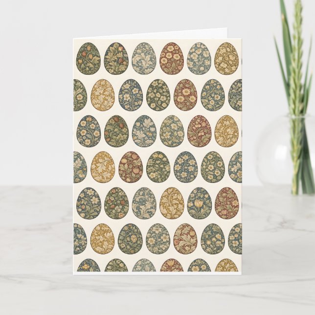 William Morris Inspirerat Botaniskt Påskägg  Kort (Framsida)