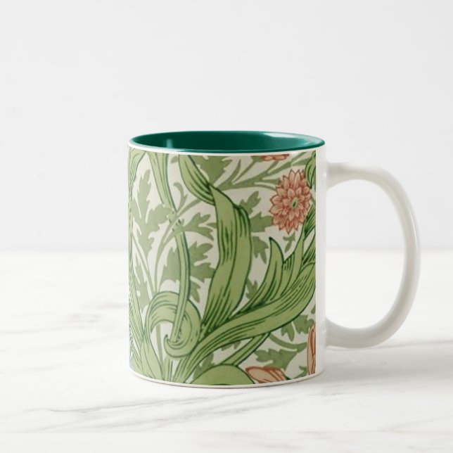William Morris Iris Flowers Foliage Birds Blue Två-Tonad Mugg (Höger)